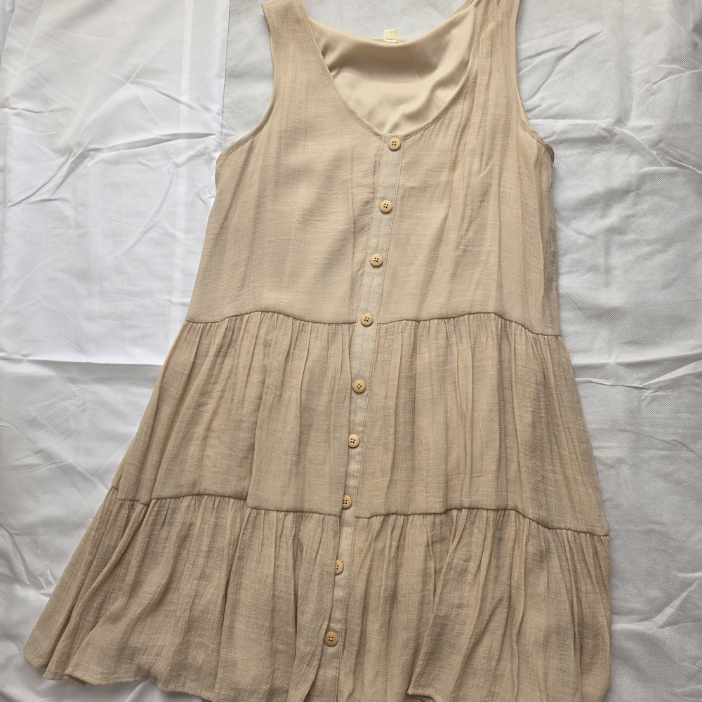 Elegant Beige Sleeveless Dress